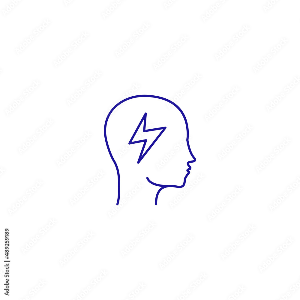 Knowledge head energy line icon. Idea training brain Knowledge head energy line icon. Idea training brain