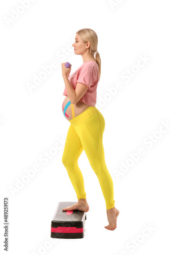 Pregnant woman with applied...