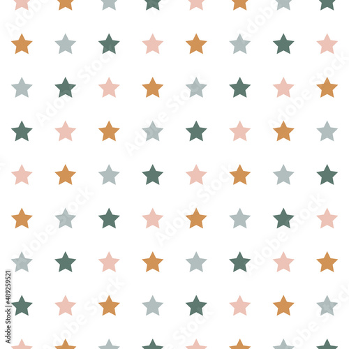 Colorful stars with white background. Seamles pattern with colorful stars.