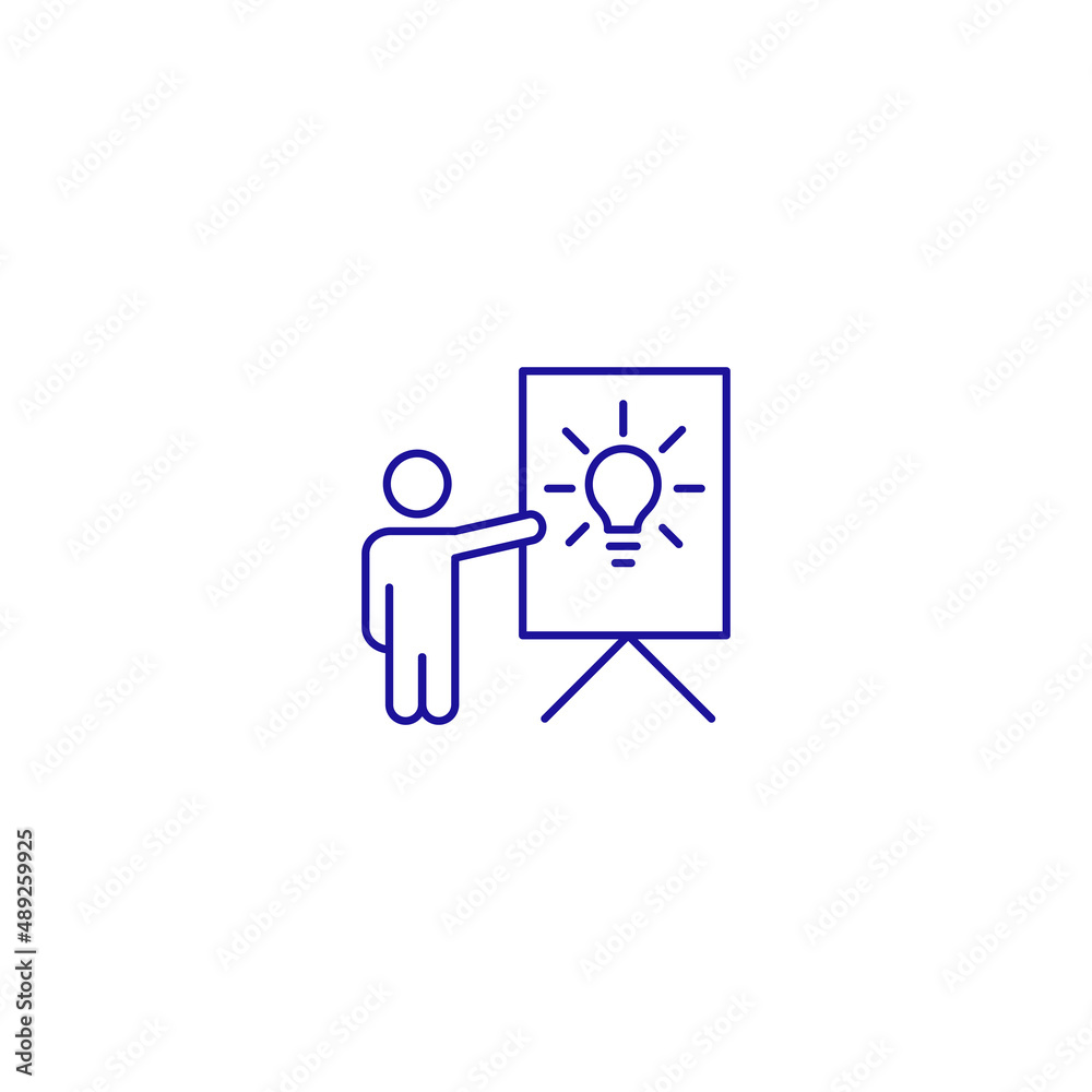 Painter easel canvas frame poster line icon. Art education artist