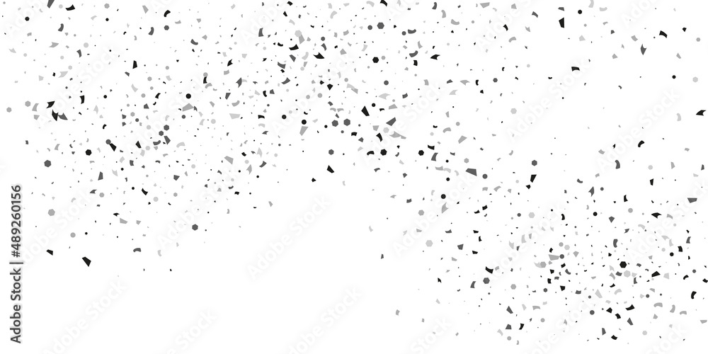  Silver glitter confetti on a white background. Illustration of a drop of shiny particles. Decorative element. Luxury background for your design, cards, invitations, gift, vip.