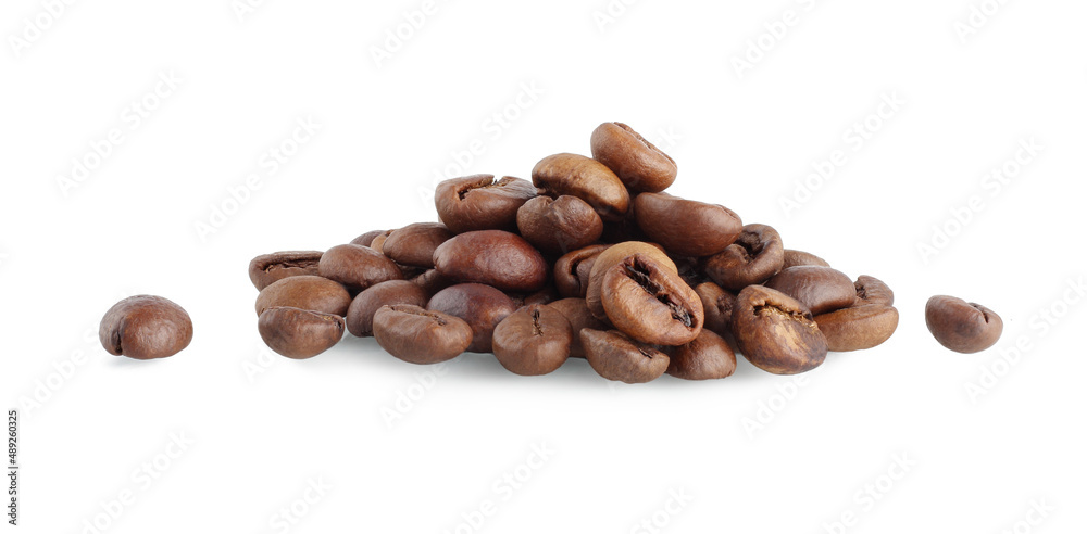 Coffee beans, heaped, isolated on a white background. Coffee beans, heaped, isolated on a white background.