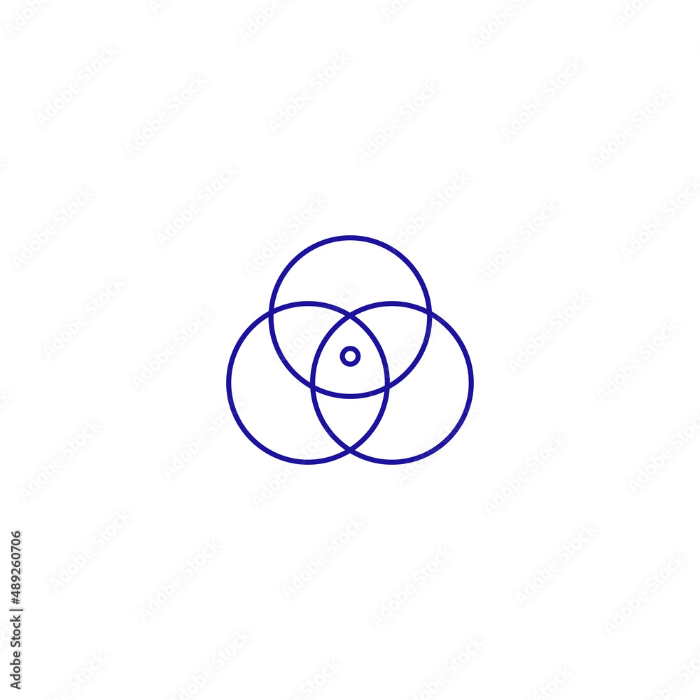 Venn diagram 3 circle line icon. Tree cycle section design Venn diagram 3 circle line icon. Tree cycle section design
