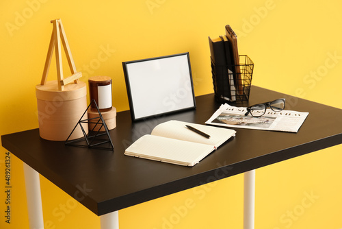 Workplace with opened noteb...