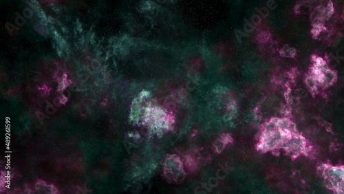 Pink and green Large Magellanic Cloud galaxy