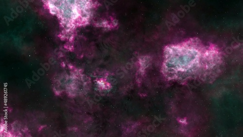 Fototapeta Naklejka Na Ścianę i Meble -  Pink and green Large Magellanic Cloud galaxy