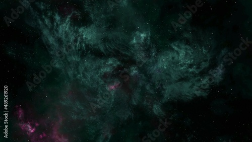 Fototapeta Naklejka Na Ścianę i Meble -  Green and Purple Abstract Glowing Space nebula background