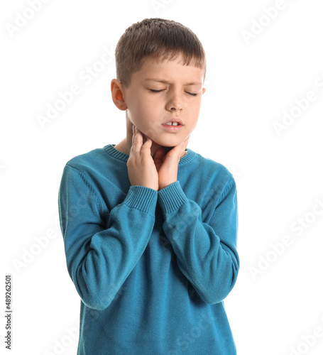 Ill little boy with sore th...