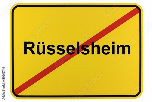 Illustration eines Ortsschildes der Stadt Rüsselsheim photo