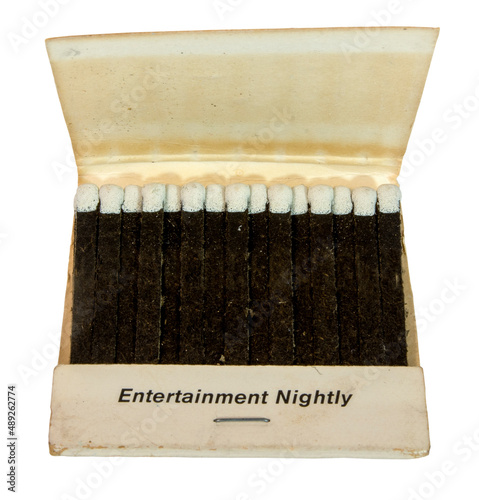 Old nite club matchbook promoting ENTERTAINMENT NIGHTLY. photo