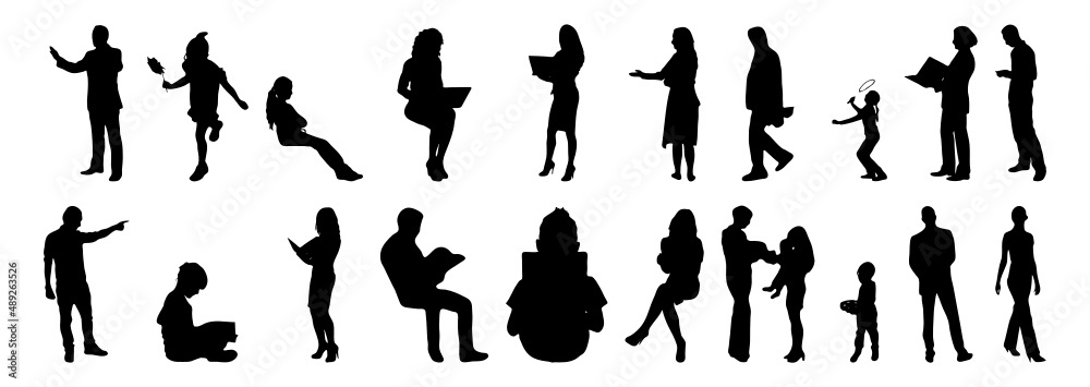 Vector silhouettes, Outline silhouettes of people, Contour drawing ...