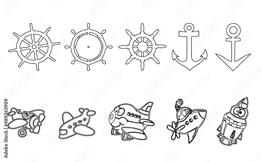 Set of planes and anchors for children.