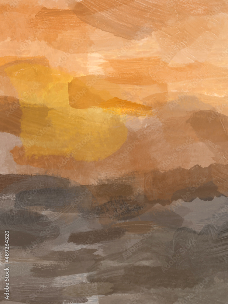 abstract sunset painted background with scratches and brush strokes