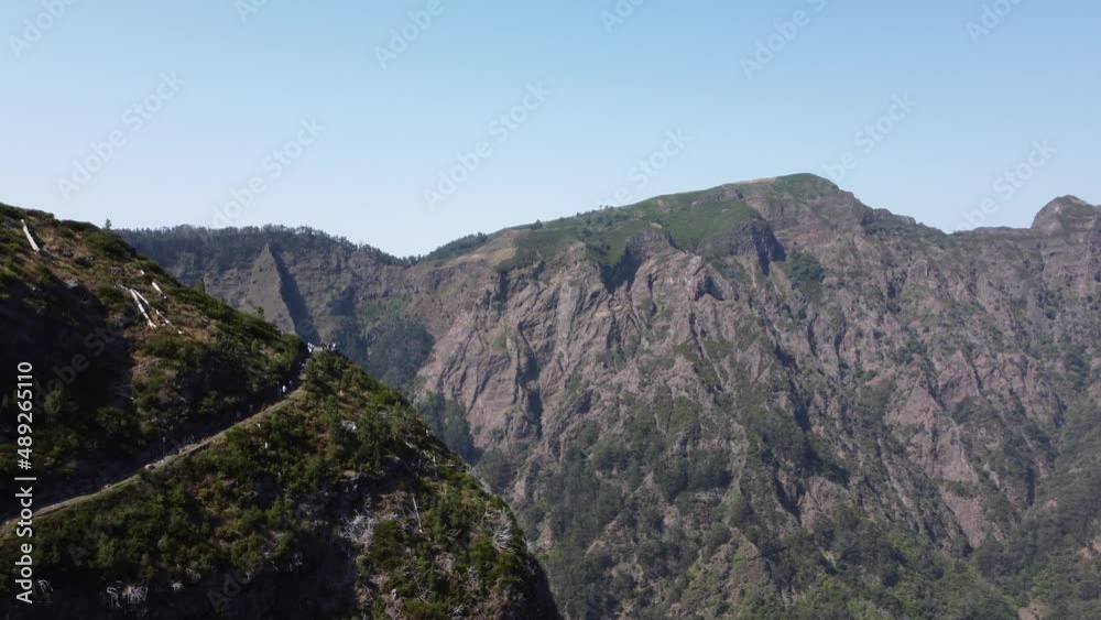 Aerial drone view of mountains on a sunny day with people watching it from a viewpoint. Beautiful panoramic view of different mountain peaks. Travel the world and see the beauty of nature.
Aerial drone view of mountains on a sunny day with people watching it from a viewpoint. Beautiful panoramic view of different mountain peaks. Travel the world and see the beauty of nature.