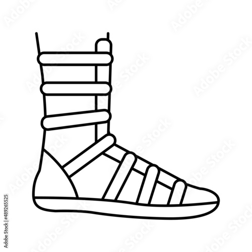 warrior shoe ancient rome line icon vector illustration