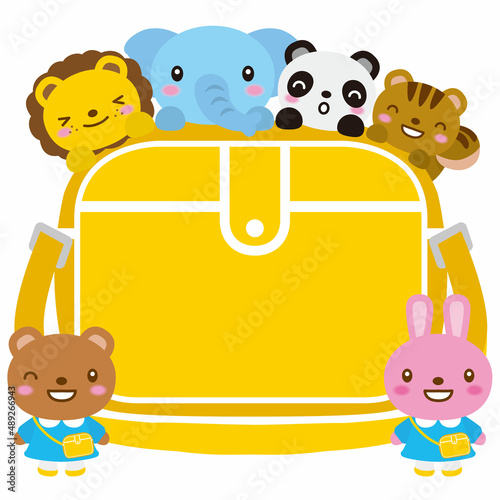 動物たちと幼稚園バッグ