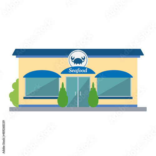 Isolated front view seafood restaurant building Vector