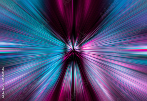  Fond abstrait futuriste avec des couleurs. Effet Explosion. rendu 3d, fond de couleur abstrait avec des lignes bleu et rose. Fond fantastique avec des faisceaux laser colorés. 
