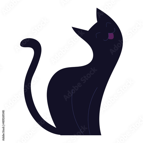 Isolated cute black cat image Vector