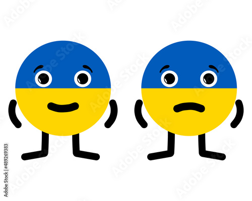 Canvastavla Two characters in the form of national Ukrainian flag