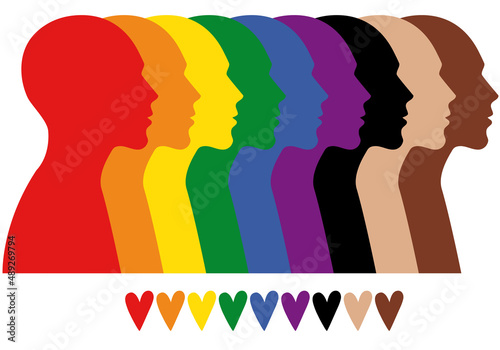 Rainbow colored people, diversity concept, vector illustration