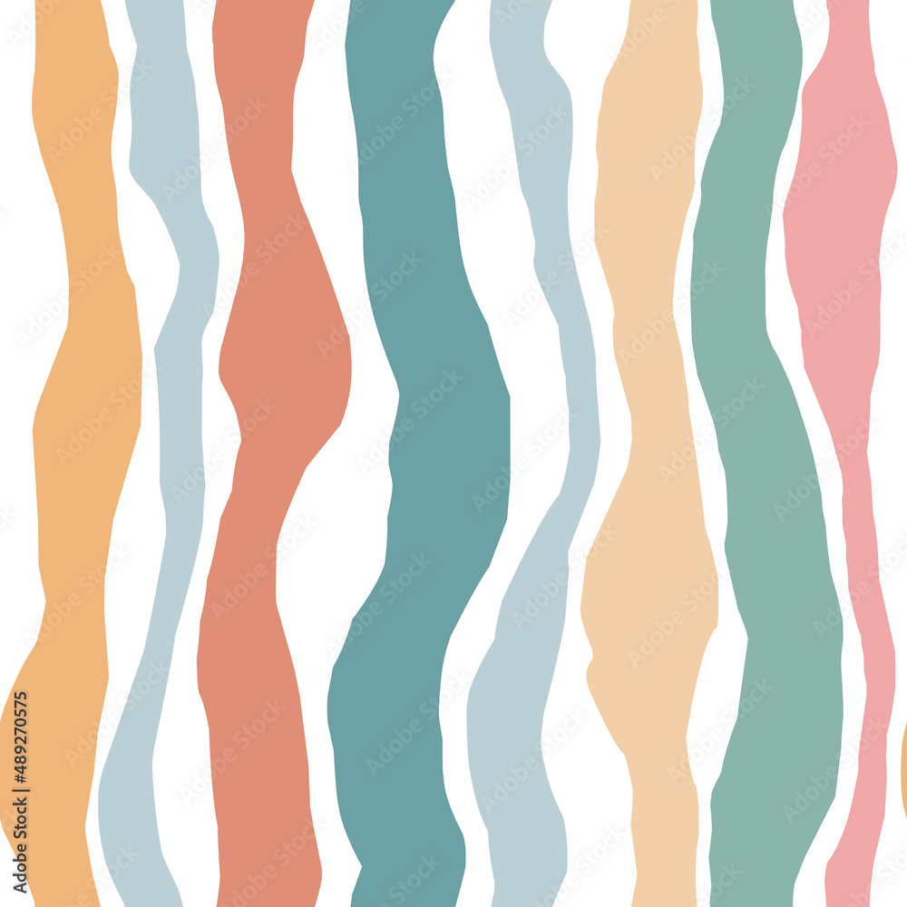 Foto auf Acrylglas mit Gestreifter nahtloser Hintergrund, trendiges Muster für Stoff, Abdeckungen, Collagen, Design. Vektor-Illustration. #489270575