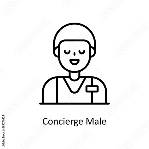 Concierge Male vector outline icon for web isolated on white background EPS 10 file