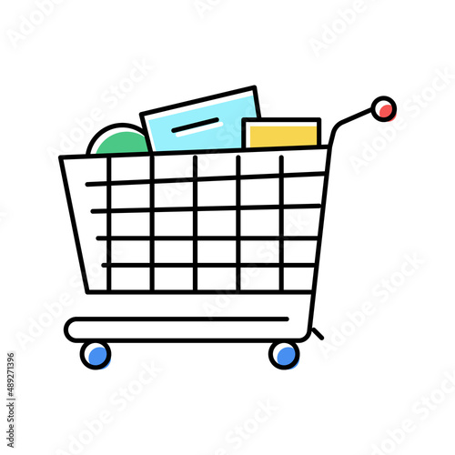 shop cart with purchases color icon vector illustration
