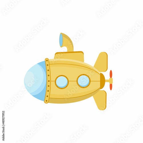 Obraz na płótnie Yellow Submarine with periscope, Flat design. Vector w salonie