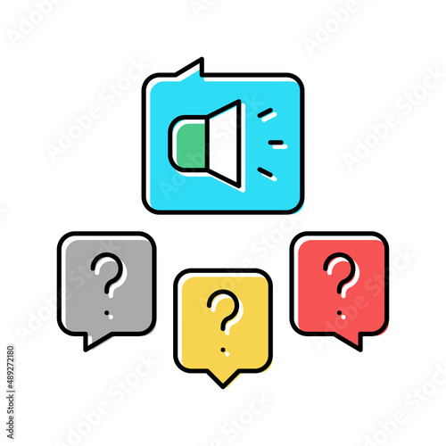 responses to media inquiries color icon vector illustration