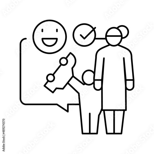 playing games babysitter and kid line icon vector illustration