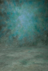 Dreamy and romantic aqua shades of blue and green, traditional painted canvas or muslin fabric cloth studio backdrop or background, suitable for use with portraits and products alike.