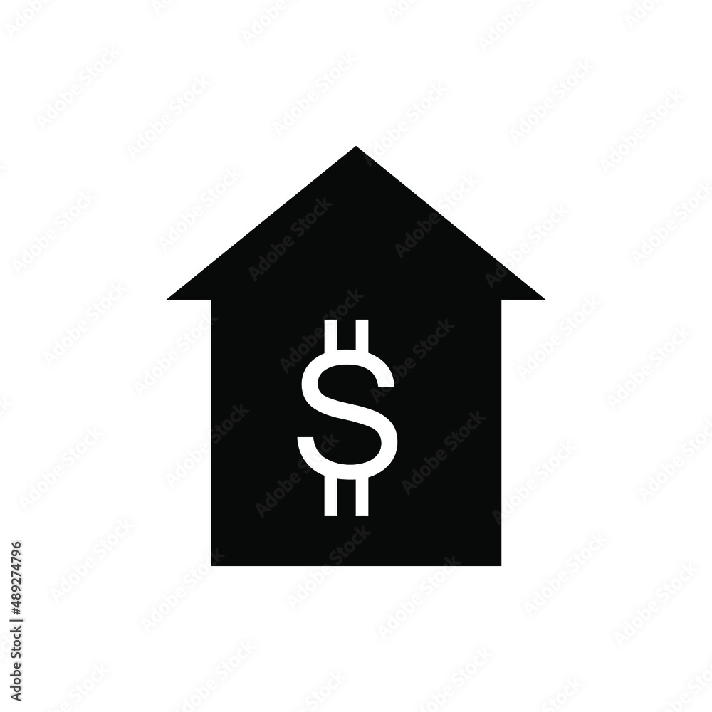 vector house icon with a dollar sign in the middle. can be used for bank icons, home investment, buying and selling houses, and others vector house icon with a dollar sign in the middle. can be used for bank icons, home investment, buying and selling houses, and others