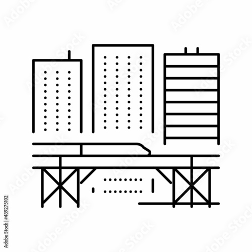 metro tram electric train transport station line icon vector illustration