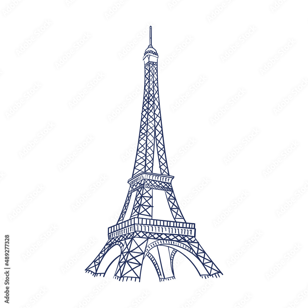 Isolated sketch of Eiffel tower Vector
