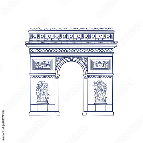 Isolated sketch of arch of triumph Vector