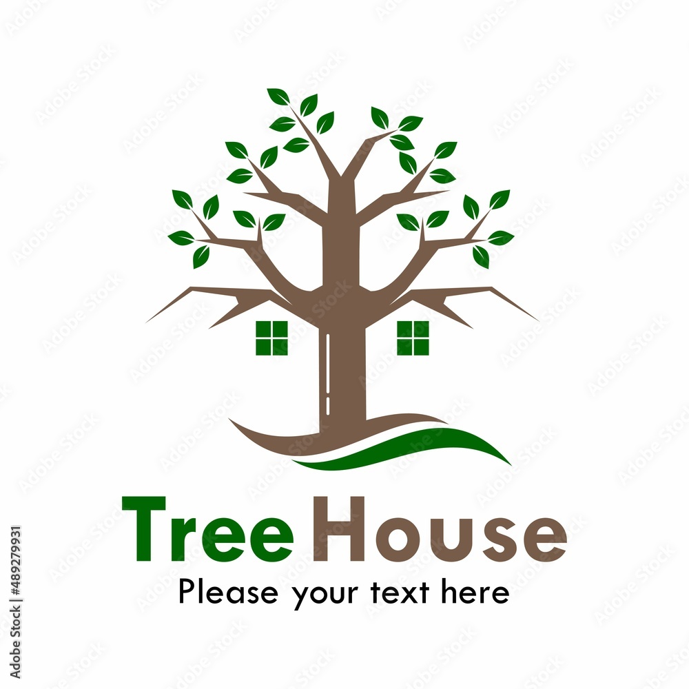 Obraz premium Tree house logo template illustration
