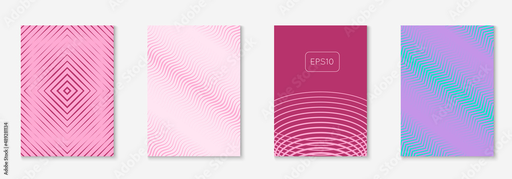 Gradient cover template with line geometric elements and shapes.