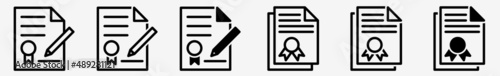 Contract Icon Business Contract Set | Contracts Icon Document Vector Illustration Logo | Pen Contract-Icon Isolated Certification Signing Contract Collection