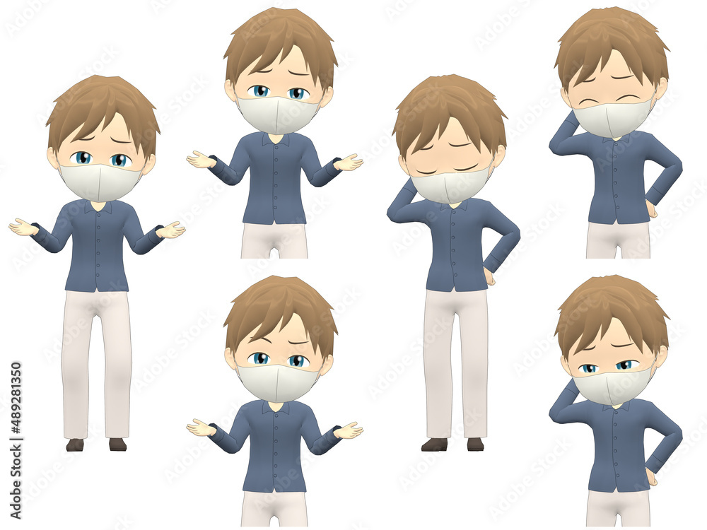 Obraz premium [Trouble A] Caucasian Man shirts Medium hair front