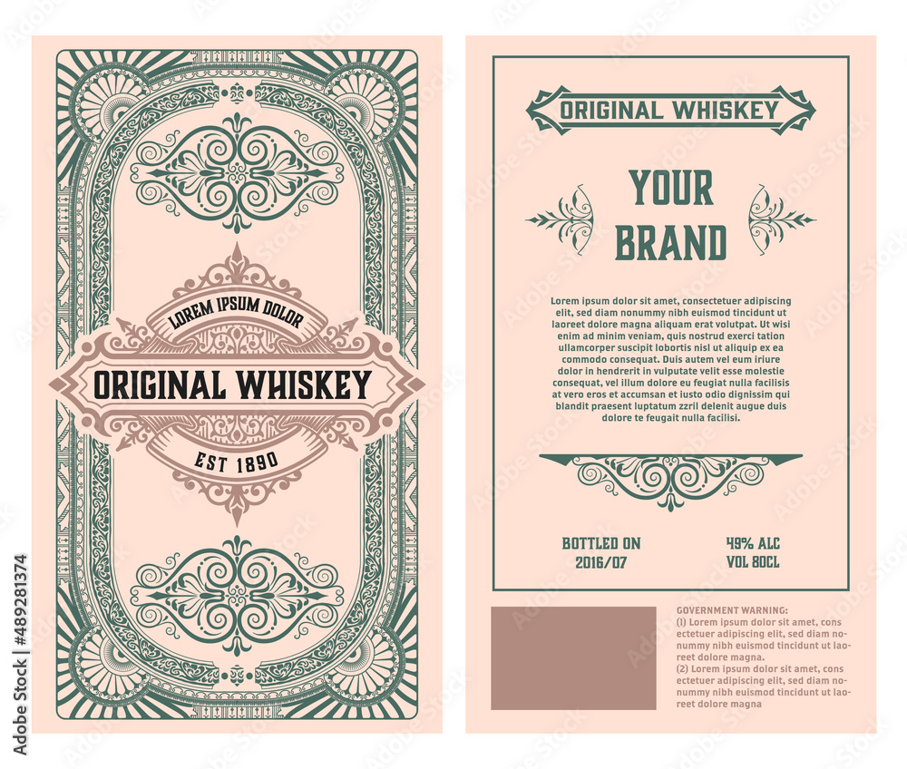 Whiskey label with old frames