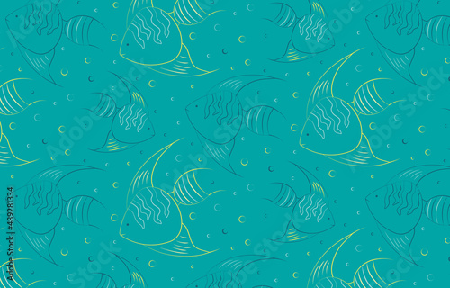 Beautiful and bright pattern with cute angelfish. 