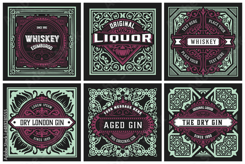 Set of 6 labels. Western style