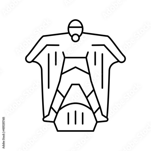 wingsuit sportsman line icon vector illustration