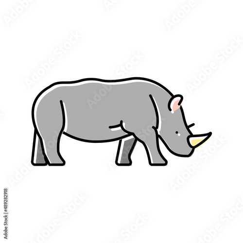 rhino animal in zoo color icon vector illustration © vectorwin