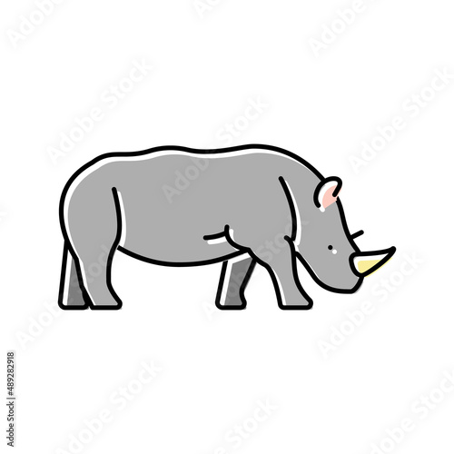 rhino animal in zoo color icon vector illustration