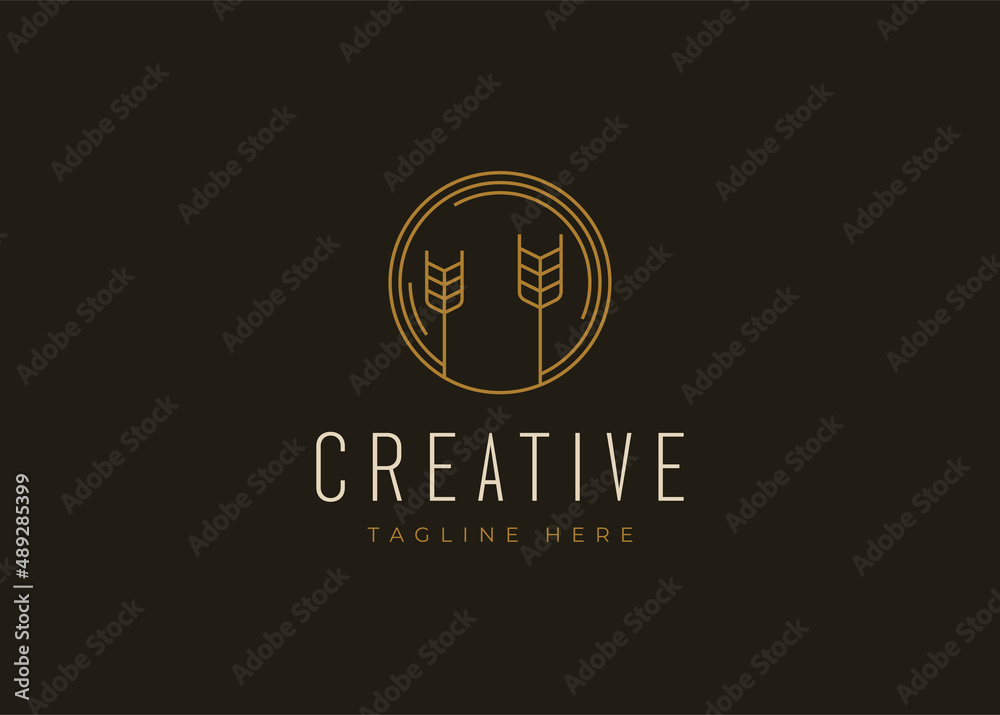 Wheat Field Logo Design Template. Agriculture Icon Line Art Vector Wheat Field Logo Design Template. Agriculture Icon Line Art Vector