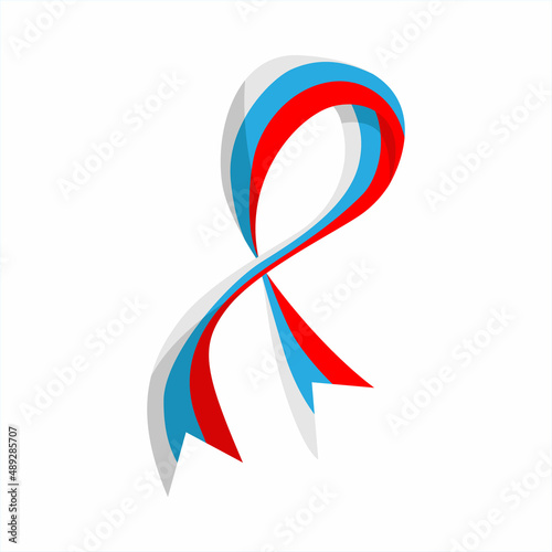 Vector illustration. Russian flag stripe ribbon on white background.
