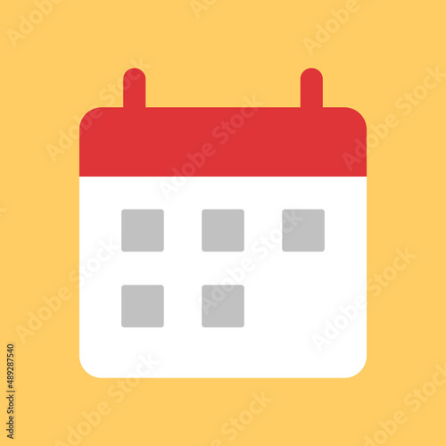 Modern calendar icon isolated on an orange background. Schedule and event. Editable vector.