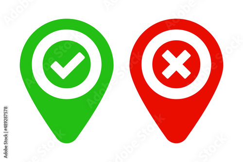 Map pins for checkpoints and off-limits areas. Editable vectors.